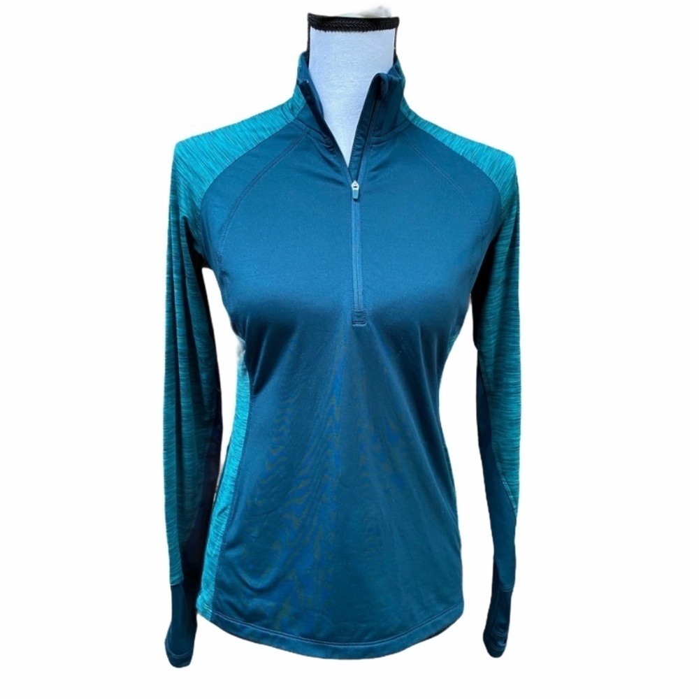 Danskin Dri More 3/4 Zip Green Gem Slate Top XS